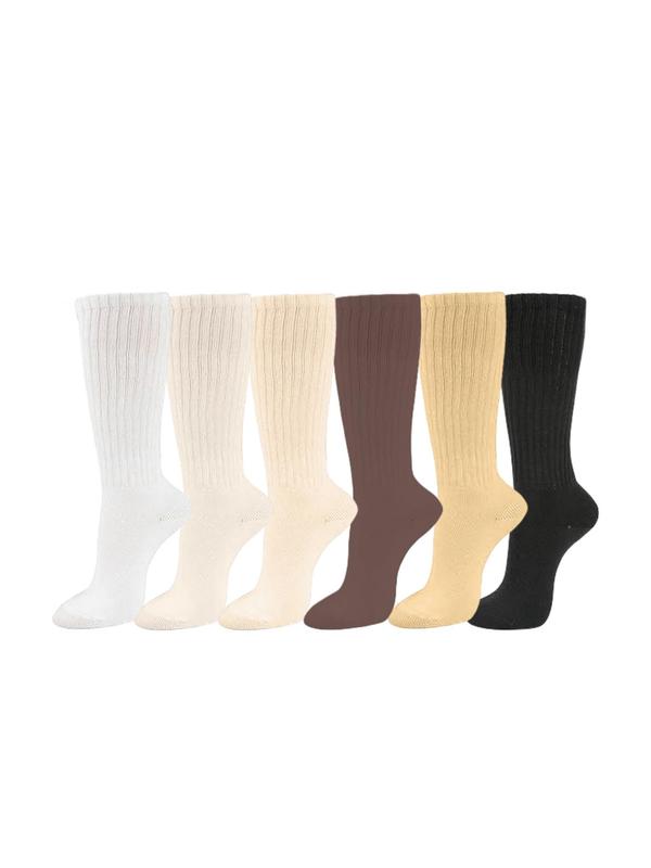 Women's Solid Color Over The Calf  Slouch Socks, Casual Comfy Breathable Socks for Daily Wear, Women's Socks for Fall & Winter