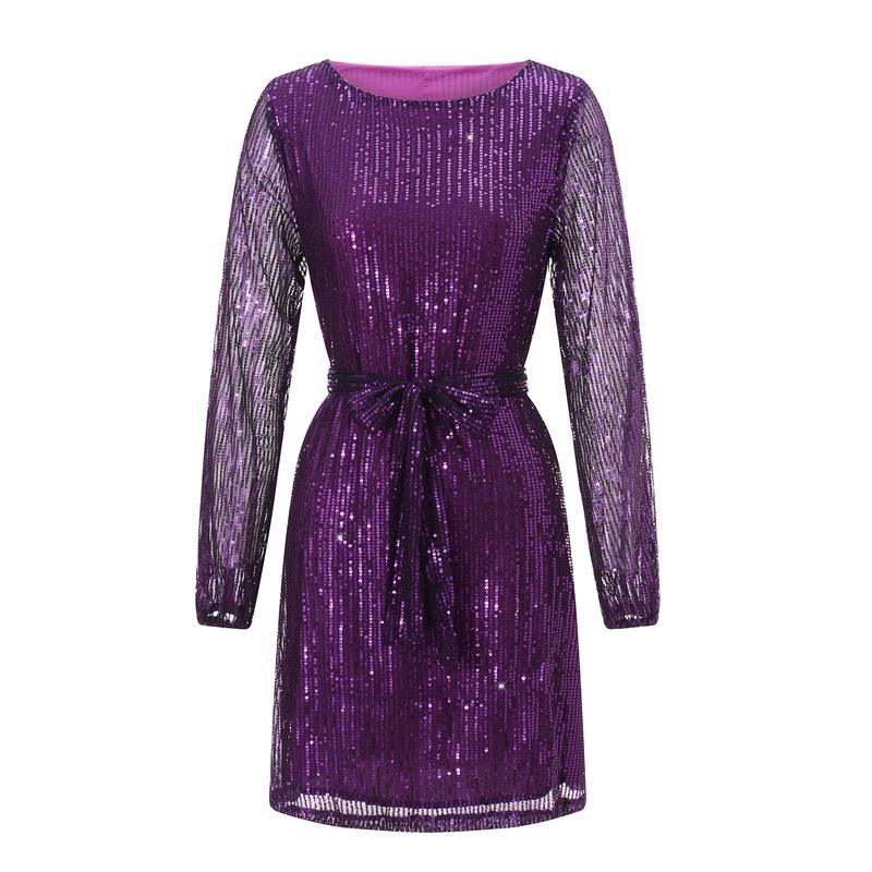 Plus-size women's dress holiday party glitter beaded temperament elegant dress dress dress dress plus-size women's clothing