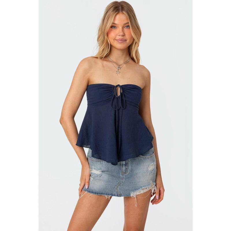 Tadria Drawstring Baby Doll Top