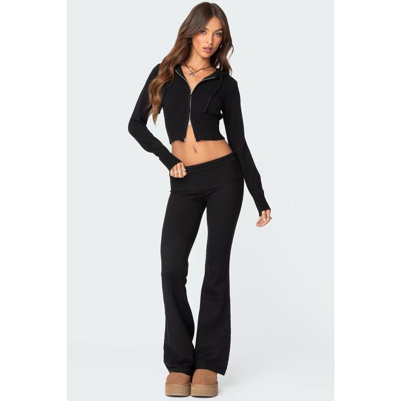 Desiree Knitted Low Rise Fold Over Pants