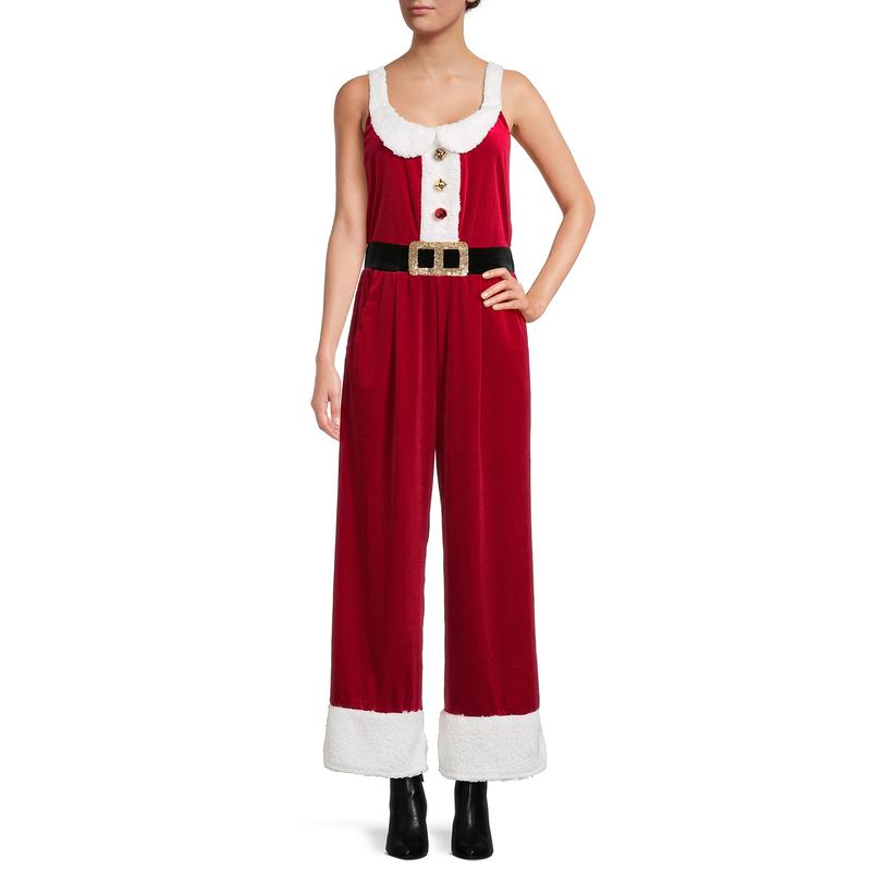 Women Christmas Jumpsuit Overalls Casual Sleeveless 3D Print Baggy Long Romper Pants Christmas Costume