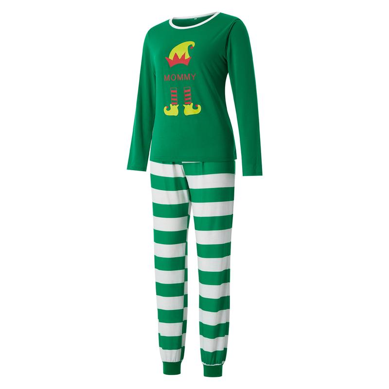 Matching Family Christmas Pajamas Set, Green Xmas Sleepwear Outfit for Couples Children Baby