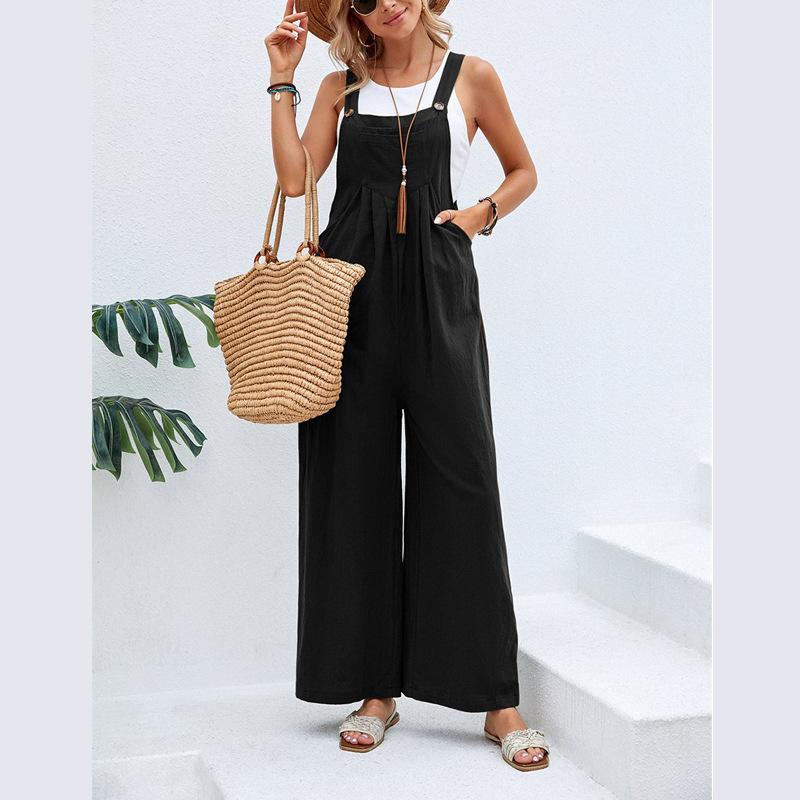 Women's Clothes Hot-Selling Solid Color Casual Suspender Trousers