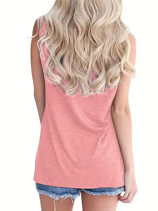 Women's Letter Print Round Neck Tank Top, Tank Tops Women 2024, Summer Outfits 2024, Lady Casual Sleeveless Crew Neck Top for Summer, Tank Tops for Women Daily Wear