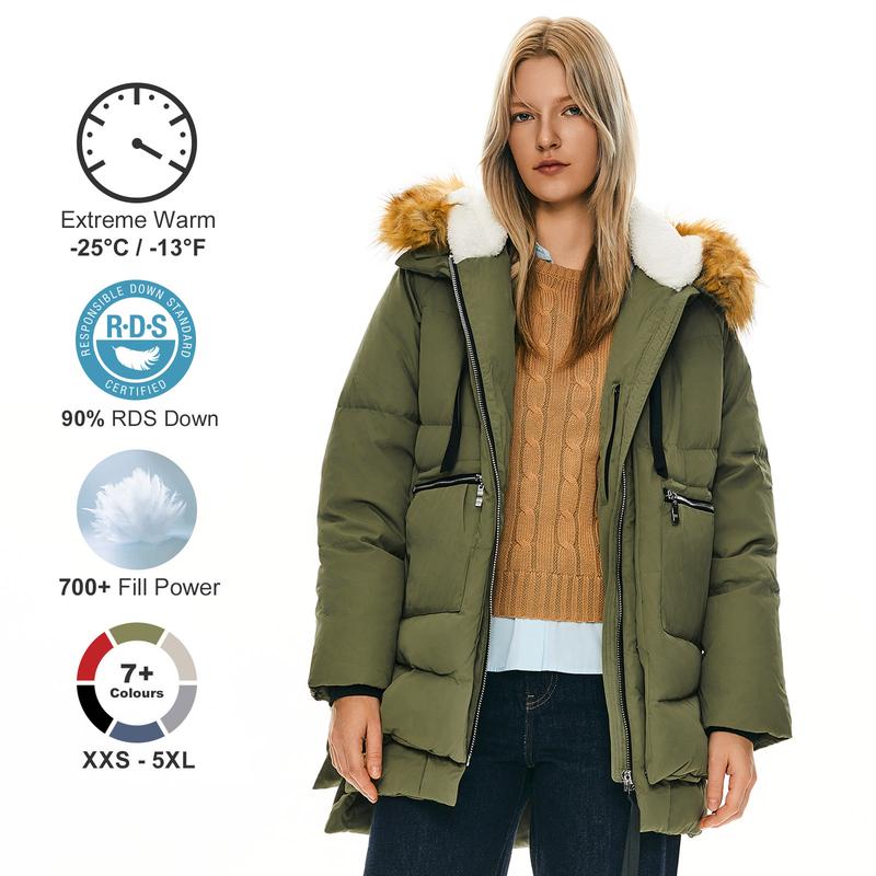 Orolay Women's Thickened Down Jacket Hooded, Extreme Cold-Resistant Womenswear Coats Waterproof Warm Jacket Long Sleeve Classic Winter Coat