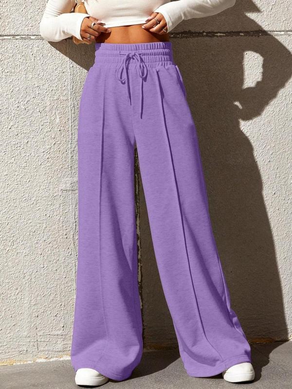 Women's Drawstring High Waist Wide Leg No Boundaries Wide Leg Sweatpants, Basic Comfort Elastic Waist Trousers, Women's Summer Bottoms for Daily Wear, Sweatpants for Women