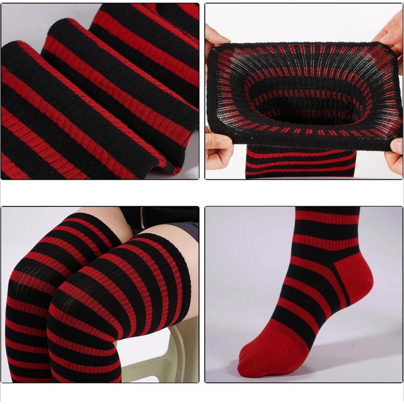 Plus Size Thigh High Socks for Women Knit Cotton Extra Long Halloween Over The Knee High Socks Leg Warmers