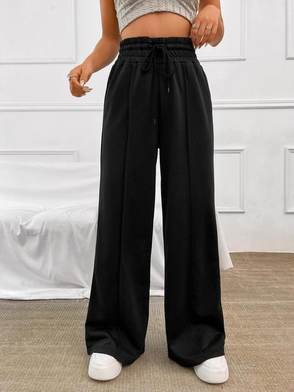 Women's Drawstring High Waist Wide Leg No Boundaries Wide Leg Sweatpants, Basic Comfort Elastic Waist Trousers, Women's Summer Bottoms for Daily Wear, Sweatpants for Women