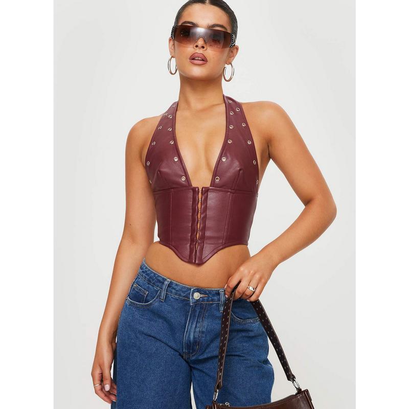 Palladia PU Jordy Corset Burgundy