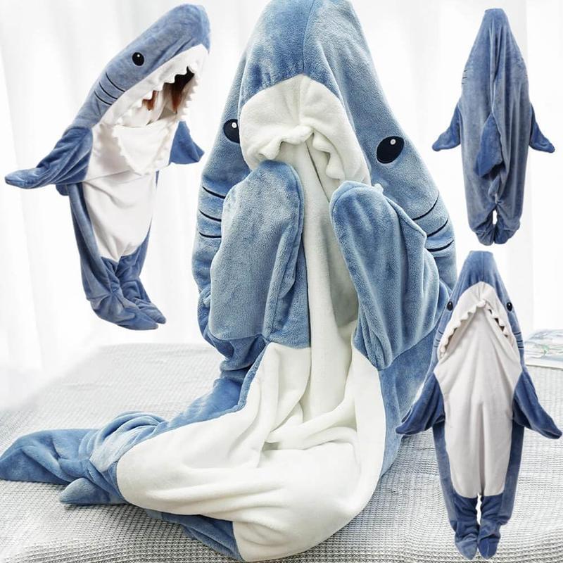 Shark Pajamas Blanket Hoodie Onesie for Family, Wearable Shark Blanket,Shark Sleeping Bag, Soft Cozy Shark Onesle Halloween Costume for Family, Ideal Gift for Friends,Pajama Party Comfort Overalls Clothing laborday deals