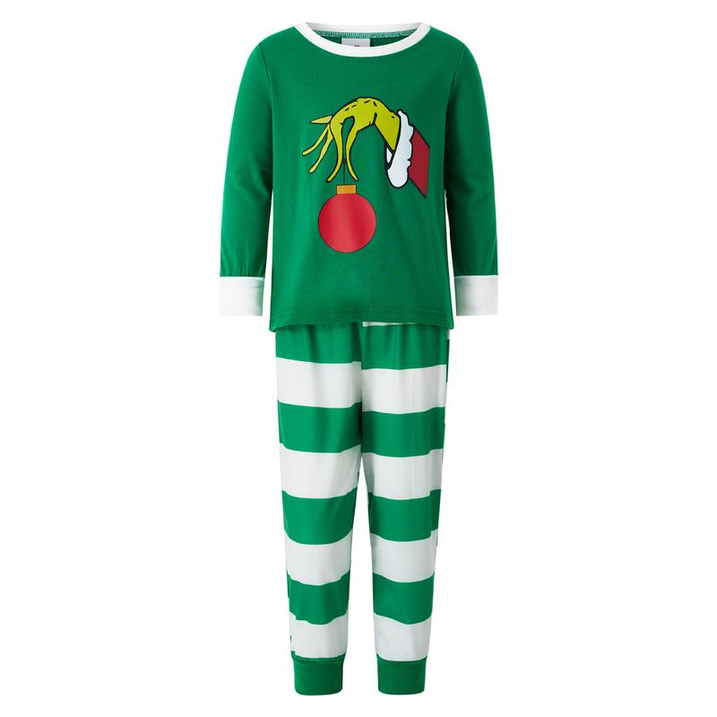 Matching Family Christmas Pajamas Set, Green Xmas Sleepwear Outfit for Couples Children Baby