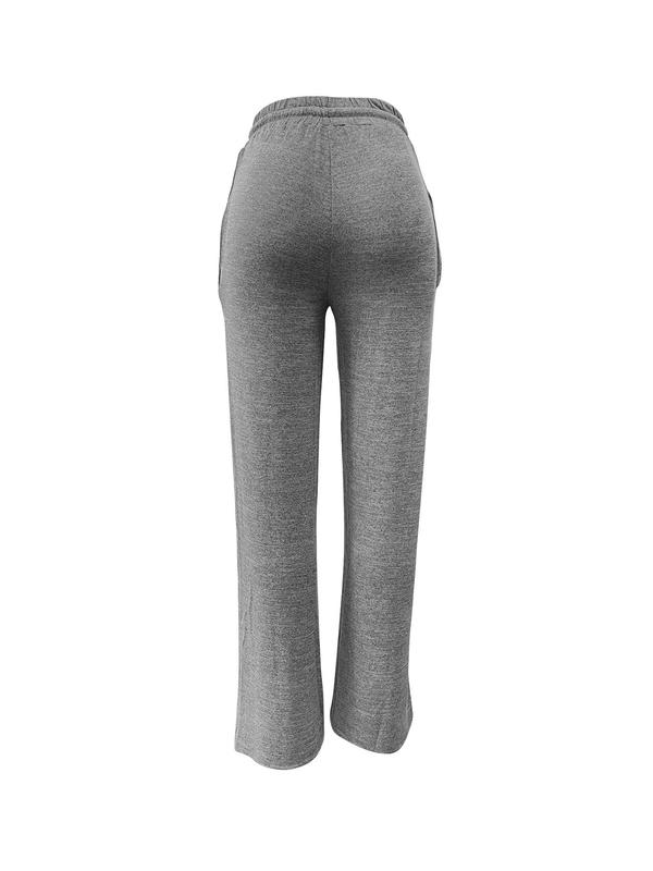 Women's Plain Pocket Drawstring Waist Sweatpants, Casual Comfy Straight Leg Trousers for Daily Wear, Ladies Bottoms for All Seasons