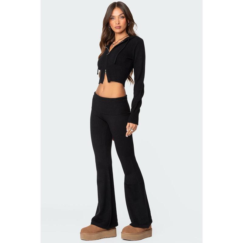 Desiree Knitted Low Rise Fold Over Pants