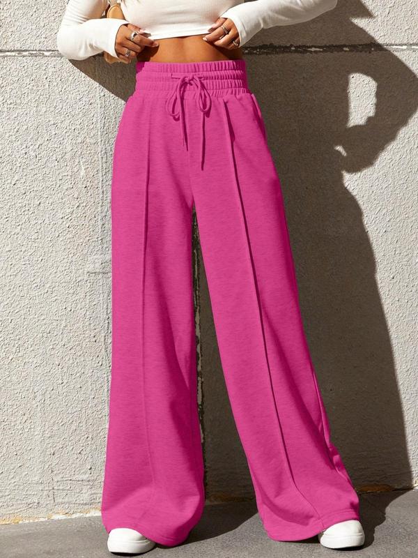 Women's Drawstring High Waist Wide Leg No Boundaries Wide Leg Sweatpants, Basic Comfort Elastic Waist Trousers, Women's Summer Bottoms for Daily Wear, Sweatpants for Women